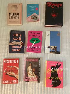 there are many different books on the bed together, including one for women and one for men