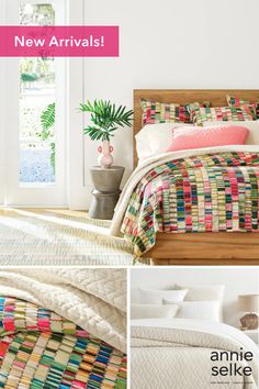 a collage of photos showing different types of bedding