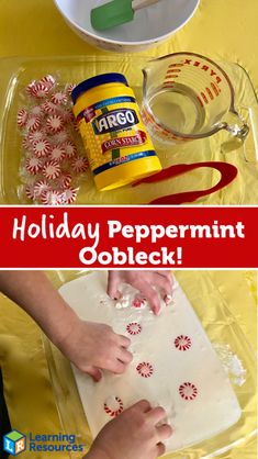 the process for making holiday peppermint oobleck