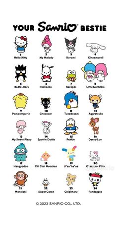 an image of some cartoon characters with the words you're sanrio bestie