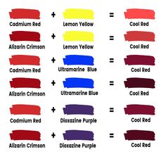 the different shades of paint that are used to create this color chart for each type of painting