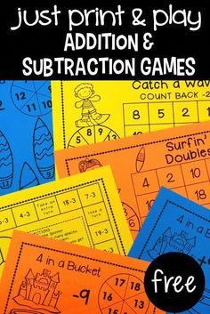 the addition and subtraction games for just print and play