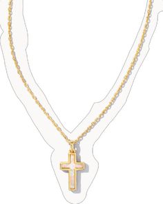 Kendra Scott Cross Necklace, Long Cross Necklace, Girly Christmas Gifts, Bday List, Wishlist Ideas, Girly Christmas, Cross Gold, Gold Cross Necklace, Confirmation Gifts