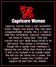 the caption for capricon women, which is written in black and red