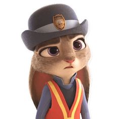 a cartoon animal wearing a police uniform and holding his hand out to the side,