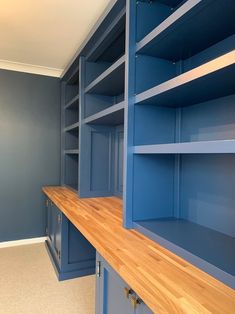 Bespoke Office Desk Library Wall Cabinets - Etsy Farrow And Ball Stiffkey Blue, Corner Seating Kitchen, Bespoke Office, Desk Library, Stiffkey Blue, Corner Seating, Narrow Rooms, Office Built Ins, Garage Renovation