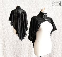 Capelet Gothic Victorian, black shrug, Steampunk, Vespertilio, Somnia Romantica, size small - medium , see item details for measurements Black Shrug, Lady Like, Gothic Victorian, Victorian Steampunk, Pattern Blouse, Drafting Patterns, Gothic Beauty, Diy Blouse, Fashion Blouse