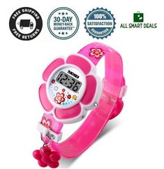 ALL SMART DEALS Reloj Para Niñas Bebe Digital Rosa Con Forma De Flor Bonito Regalo Primer Reloj Carcasa de plástico ABS de protección del medio ambiente importada, correa de reloj de plástico PU Correa de reloj de silicona suave y cómoda. movimiento electronico relojes para niños de acuerdo con diferentes personajes de dibujos animados, diseñando un regalo de juguetes y relojes de relojes creativos, establece interés y practicidad en uno. Adecuado para niños de 3 a 5 años, también para la escuela, la vida diaria o tus juguetes. No impermeable Payment Policy We accept secure payment.   We offer 30 days refund. Shipping Policy Shipping is FREE! to all addresses other than APO/PO boxes in the lower 48 states. Our stock all ships from our US-based Warehouse. Shipped via USPS-UPS-FEDEX (dependi Kids Watches, Quick Saves