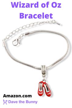 This Ruby Red Slippers Shoes charm bracelet is perfect for the Ruby Slipper lover. A great gift for a fan of Ruby Red Slippers or someone who just loves Ruby Red Slippers Shoes. This adjustable Silver Plated Snake Chain Bracelet is beautiful and comes with an easy to use lobster clasp. Fashionable for any occasion and can be worn with any outfit or suit. #wizardofoz #rubyslippers #dorothy #oz #wizardofozgift #ozgift #wizardofozgifts Dorothy Oz, Chrsitmas Gift, Wizard Of Oz Gifts, Shoes Charm, Ruby Slipper, Ruby Red Slippers, Men's Gifts, Red Slippers, Diy Gifts For Him