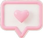 a pink speech bubble with a heart on it