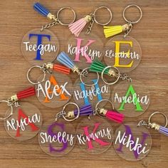 personalized acrylic key chains with tassels