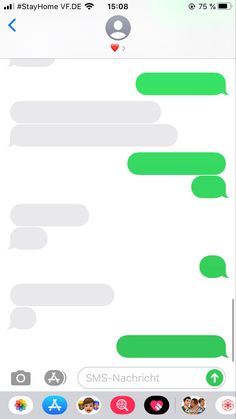 an iphone screen with two chat bubbles on the left and one in the right hand