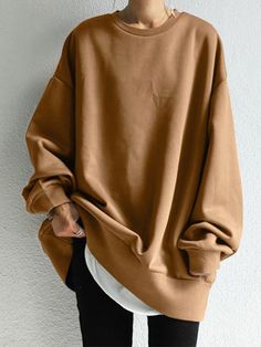 SkuCY-!97234Material<50%Cotton StyleLoose , Long Sleeves FeatureSplit-joint , Solid Color NecklineRound-neck OccasionGoing out , Casual , Urban , Simple SeasonsSpring , Autumn , Winter TypeHoodies&sweatshirt Tops ColorARMY GREEN,BLACK,BROWN,BEIGESizeS,M,L,XL,2XL,3XL,4XL,5XL Please consult the size chart we provide for this item's measurements to help you decide which size to buy.Please note: There may be 1-3cm differ due to manual measurement.CMINCHBustShoulderSleeveLengthS115655184M120675185L12 Pull Oversize, Loose Hoodie, Plus Size Designers, Round Neck Sweatshirts, Versatile Outfits, Beautiful Sweater, Loose Outfit, Oversized Pullover, Japan Fashion