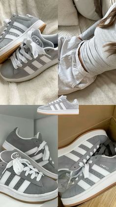 dm for credit or removal! #adidas #campus00s #grey #trainers #aesthetic Trainers Aesthetic, Adidas Campus Shoes, Sneakers Cute, Pretty Sneakers, Trendy Shoes Sneakers, Dr Shoes, Grey Trainers, Preppy Shoes