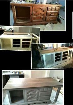 several pictures of different types of furniture in various stages of being painted and refinished