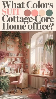 the front cover of what colors suit cottage - core home office?, with pink walls and