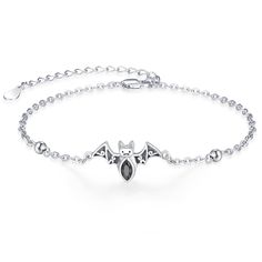 PRICES MAY VARY. 【Bat Gifts】Bat represents strength, bravery, wisdom and good luck.It is a surprise Halloween gift for your child.Bat Bracelet for Women Girls. 【Premium Material】Made of 100% 925 sterling silver, lead-free, cadmium-free, and hypoallergenic, will not break or fade. 【Features】Length: 7 + 2 inches Extension chain.Adjustable bracelet meet the needs of most people. .It is very unique and can be matched with any clothing style. 【Bat Jewelry】Comes with an elegant gift box. The perfect g Bella Swan's Bracelet, Gothic Bracelets For Halloween Gift, Gothic Halloween Bracelets As A Gift, Gothic Halloween Bracelets Gift, Silver Gothic Bracelets For Halloween, Gothic Silver Bracelets For Halloween, Novelty Silver Bracelet For Halloween, Novelty Bracelet Jewelry As Gift, Novelty Bracelet Jewelry For Gifts