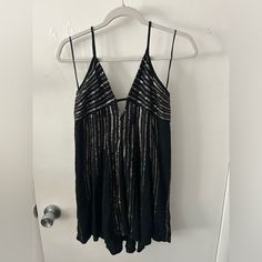 Tag Still On, Size Medium, Flowy Material, Black With Gold Sequin, Adjustable Straps Black Sequin Beach Dress, Black Mini Dress With Sequins For Summer, Black Sequin Mini Dress For Summer, Gold Sequins, Gold Sequin, Adjustable Straps, Sequin, Summer Dresses, Size Medium