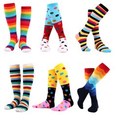 PRICES MAY VARY. Fits women Sock Size 8-11. Colorful Geometric Patterns：Multi colorful striped, polka dot, argyle, color block and other classic geometric patterns. More easily matched with your clothes, get ready to be praised by everyone! These funny knee high socks made of combed cotton, it make socks are soft,comfortable, stretchy and breathable. The perfect gift for Christmas, birthday, Thanksgiving and other special days for your loved ones, wives, mothers, sisters, daughters and yourself. Shorts Dress, Daily Clothes, Top Moda, Skirt Shorts, Socks For Women, Riding Outfit, Patterned Socks, Colorful Socks, Knee Socks