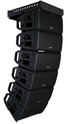 four speakers stacked on top of each other