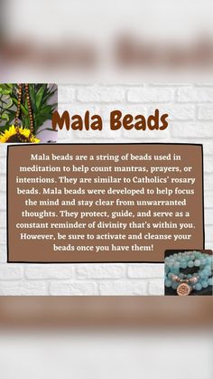 As Mala beads begin to become more and more popular it’s important to see that these aren’t just the next fashion trend. Depending on the crystal or wood that the beads are made of effects the way they effect us. 
 • For more information on Mala beads, such as how to activate them, check out our blog! Link in the bio!💓
 • https://constellations555.wixsite.com/crystalconstellation/post/mala-beads Buddhism Symbols, Male Angel, Buddhist Meditations, Next Fashion, Meditation Room, Rosary Beads, More And More, Mala Beads, Yoga Meditation