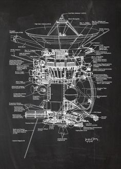 a blackboard drawing of an airplane engine and parts on it's side, with the diagram below