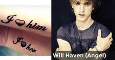 two pictures one has a tattoo and the other has an i love you message on it