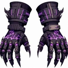 two hands that have purple lightning on them