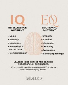 IQ and EQ: We use both to solve the puzzles in our lives...it just depends on what kind of puzzle. Having a high IQ demonstrates one’s… | Instagram What Is Intelligence, Emotional Intelligence Activities, Self Help Skills, Understanding Emotions, High Iq, Positive Quotes For Life Motivation