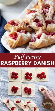 Puff Pastry Recipes Dessert Raspberry, Puff Pastry Breakfast Dessert, Rolled Puff Pastry Recipes, Dinner Baking Recipes, Raspberry Cheese Danish With Puff Pastry, Puff Pastry With Raspberries, Puff Pastry Dessert Raspberry, Danish Using Puff Pastry, Braided Pastry Recipes