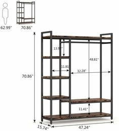 an image of a book shelf with measurements