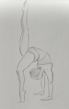 a drawing of a person doing a handstand on one leg and another hand in the other