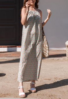 Crafted of a floral cotton-blend fabric, this airy and classy maxi dress is smocked in the back with a ruched neck in the front. Features Indian hand block print Cotton Relaxed fit Adjustable straps and tie back Content + Care 100% Cotton To maintain the quality of the fabric, hand washing is recommended. If using a washing machine, separate for the first wash to avoid color transfer. Avoid washing in hot water and hang dry. Machine Wash Cold Delicate, Do Not Bleach, Tumble Dry Low, Cool Iron Ma Classy Maxi Dress, Maxi Dress Indian, Indian Block Print, Dress Indian, Hand Block Print, Dress Clothes For Women, Hand Washing, Hot Water, Block Print