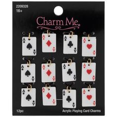 charm me playing card charms with hearts and spades on each side, set of 12