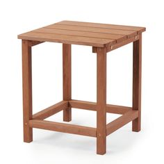 a wooden side table on a white background