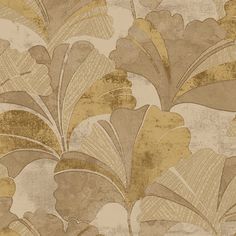 sample ginko gold brown wallpaper from stratum collection by galerie wallcoverings 1 Hallway Colors, Wallpaper For Small Bathrooms, Italian Wallpaper, Wallpaper Prints, Wallpaper Themes, Metallic Texture, Abstract Leaves, Geometric Prints, W Wallpaper