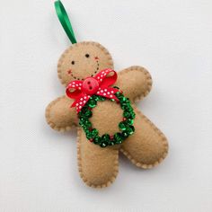 a christmas ornament shaped like a teddy bear