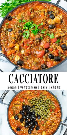 two images showing the different types of cacciatore and how to cook it