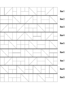 the diagonal quilt pattern is shown in black and white, as well as four rows