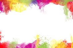 colorful paint splattered on white paper with space for text