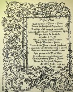 an old book with writing on it and ornate designs around the edges, in black ink