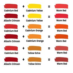 the different shades of red, yellow and orange are shown in this graphic chart for each color