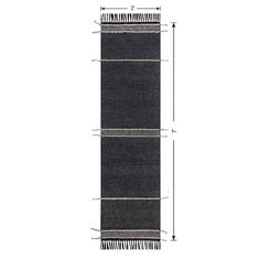 the width of a rug with two rows of fringes on each side and one row of