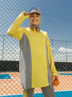 #Modanisa #FDSports #SporGiyim #ModestFashion Gray Yellow, Academic Dress