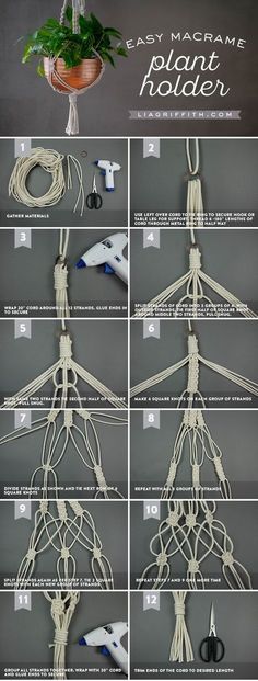 instructions to make a macrame plant hanger