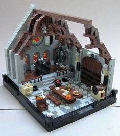 a lego house with lots of furniture and decorations on the inside is made out of legos