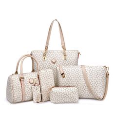 PRICES MAY VARY. Handbags Material: High Quality PU leather handbags shoulder tote bags; Neat stitching on the handbag, High quality zipper, Excellent workmanship. Durable and Fashionable Bag Set Dimension: Tote dimension: 30*13*30(L*W*H) / 11.8*5.1*11.8 inch; Small Tote dimension: 27*13*18 cm(L*W*H) / 10.6*5.1*7.1 inch; Shoulder Bag: 28*10*19 cm(L*W*H) / 11.0*3.9*7.4 inch (L*W*H); Purse: 18x2x10cm(L*W*H) / 7.1*0.7*3.9 inch(L*W*H). Handbag: 16*7*8 cm/(L*W*H) 6.3*2.7*3.1 inch; Card Holder: 11*1 * Tas Bahu, Mothers Bag, Cream Bags, Pouch Purse, Leather Tote Purse, Beg Tangan, Handbags And Purses, Vegan Leather Bag, Cheap Handbags