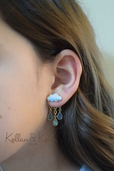 Original Cloud and Raindrop Front-back Earrings Hand-painted Enamel in Gold and Silver Finish Hypoallergenic Nickel-free Giftable Jewelry - Etsy Raindrop Earrings, Gelang Manik, Aesthetic Jewelry, Dope Jewelry, Jewelry Lookbook, Free Earrings, Funky Jewelry, Enamel Earrings, 가을 패션