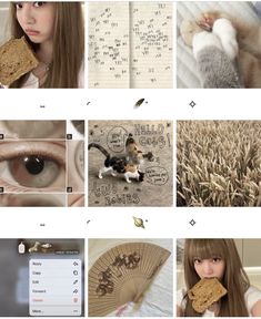 a collage of photos with different pictures and words on them, including an image of a cat