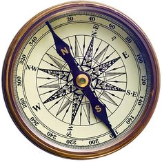 a close up of a compass on a white background